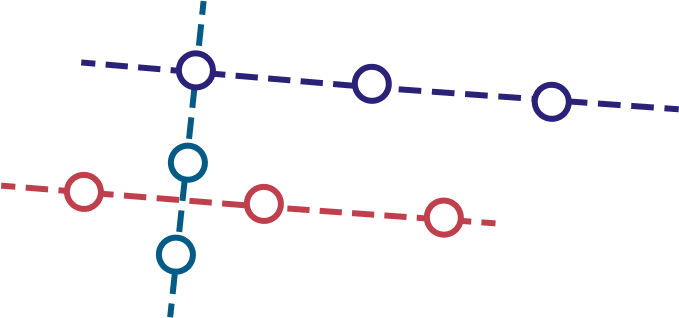 Decorative element with dots and dashes, meant to resemble a transit map